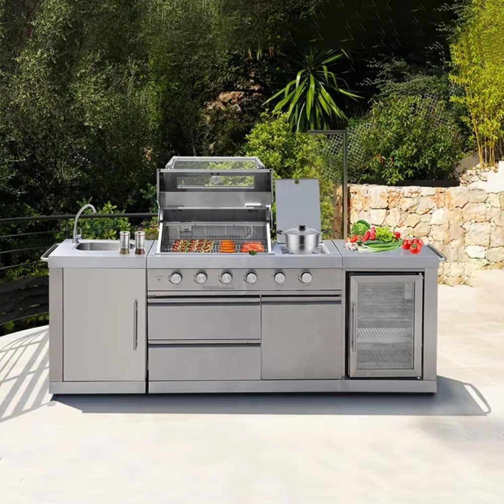 Outdoor Furniture Kitchener - Outdoor Kitchen with Roof Cover Weather-Resistant