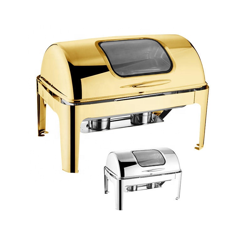 Bistro Table Set - Luxury Rectangular Roll Top Stainless Steel
