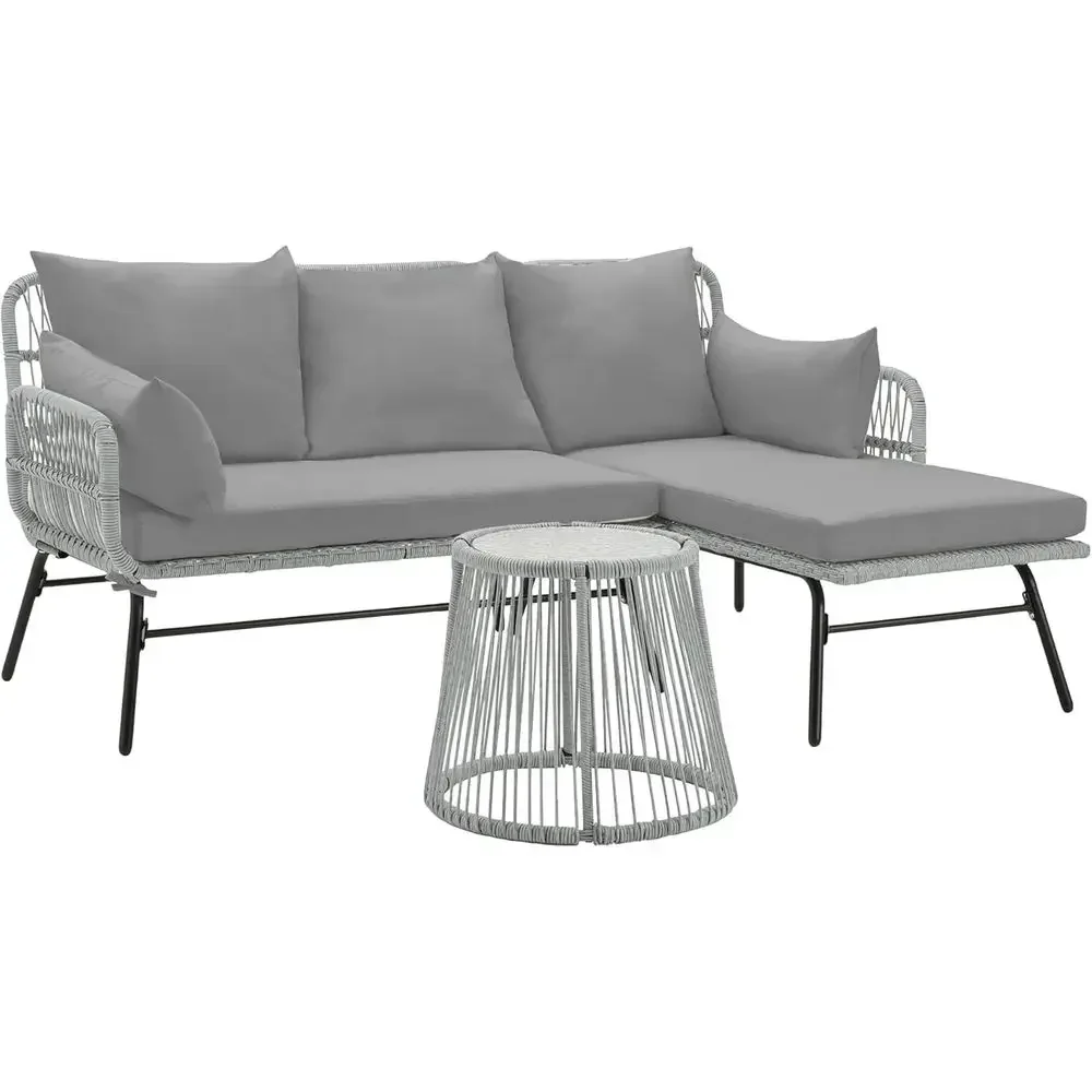 Gray L-Shaped Sectional Patio  - Outdoor Furniture L Shape recension och pris