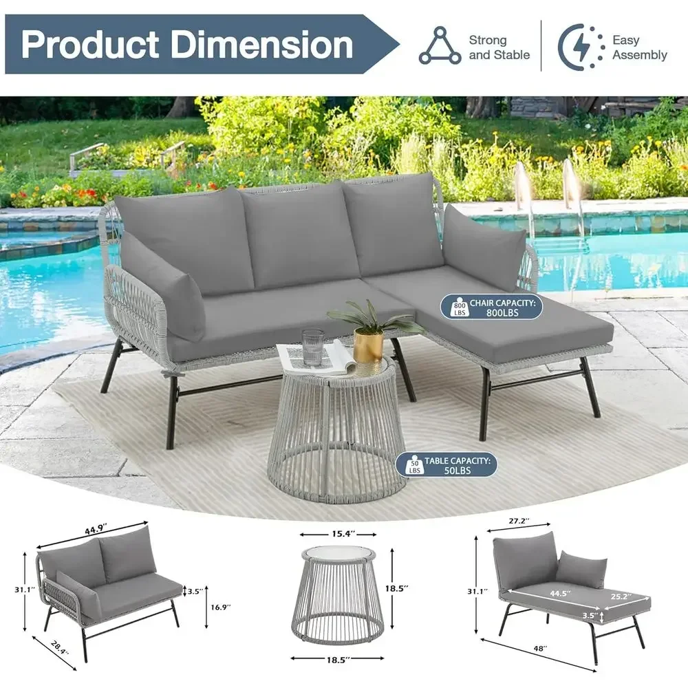 Gray L-Shaped Sectional Patio  - Outdoor Furniture L Shape recension och pris