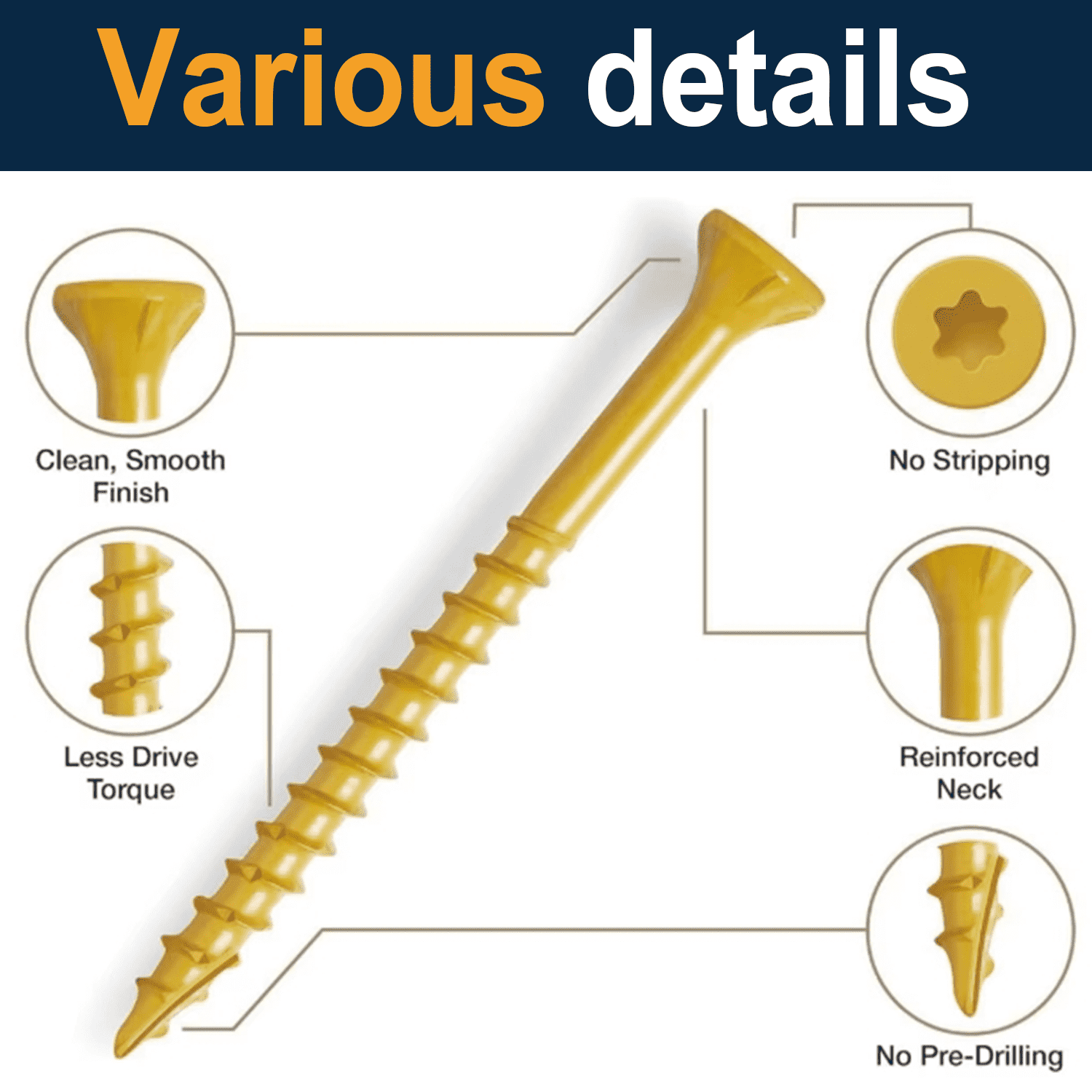 VKKM Wood Screws #8 X 2 Inch 4 - Outdoor Furniture Yellow recension och pris