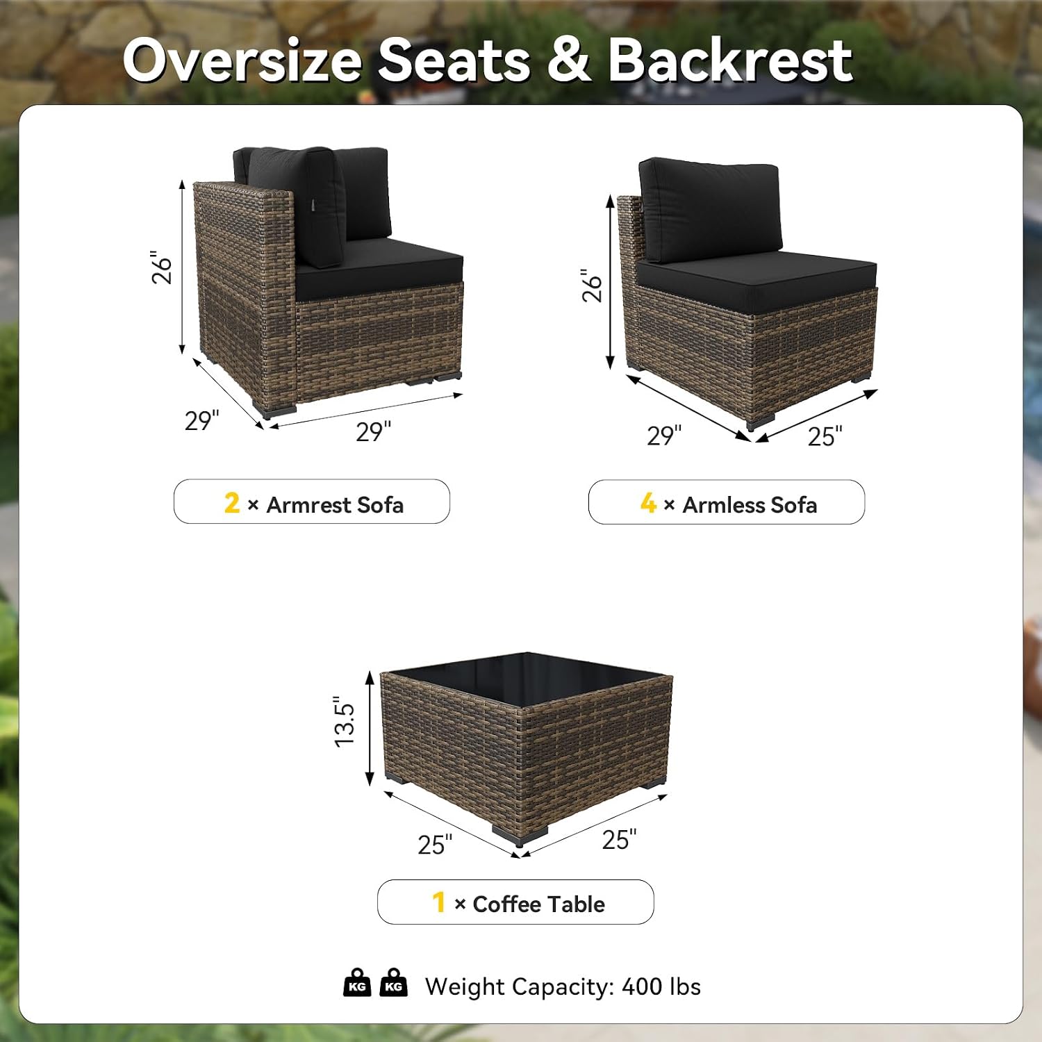 7-Piece Wicker Patio Furniture - Outdoor Furniture Yellow recension och pris
