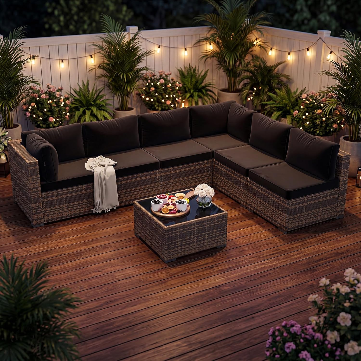 7-Piece Wicker Patio Furniture - Outdoor Furniture Yellow recension och pris