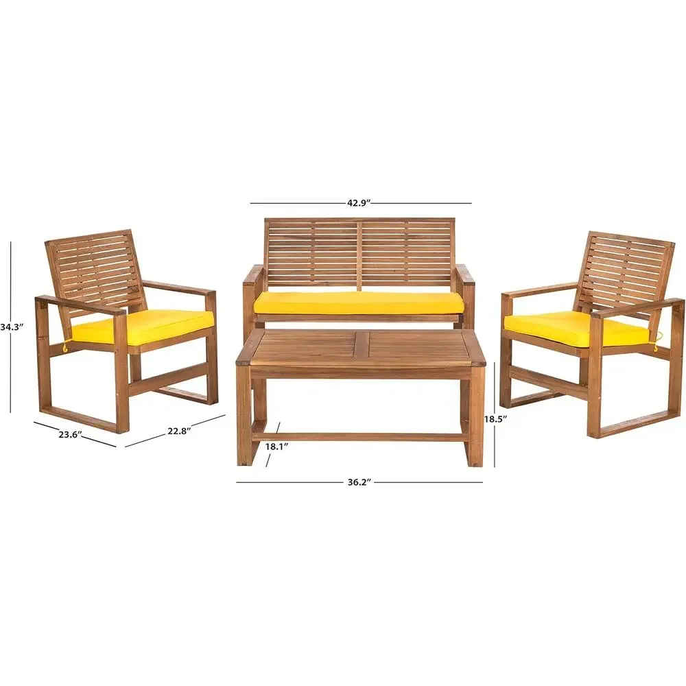 4-Piece Acacia Outdoor Patio F - Outdoor Furniture Yellow recension och pris