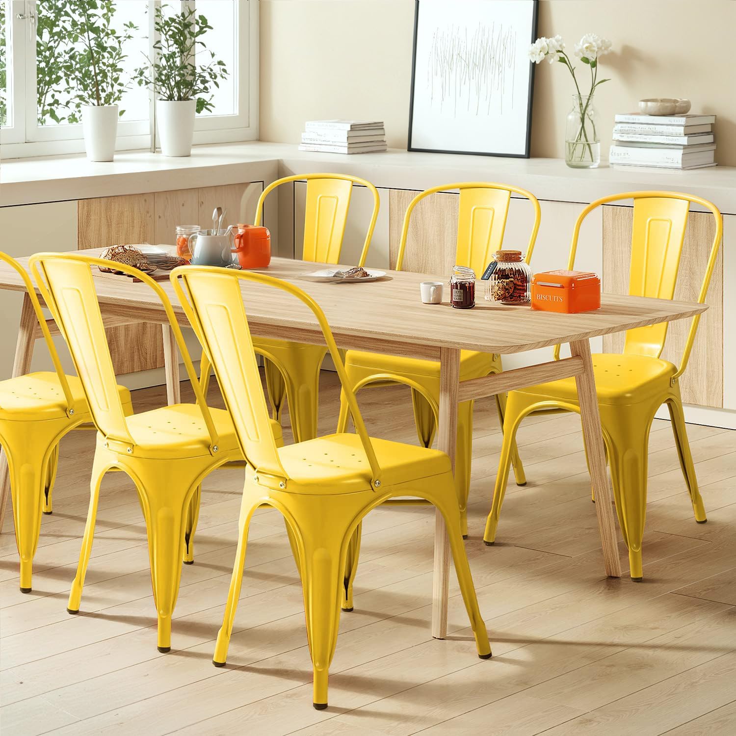 Metal Dining Chairs Set Of 4 I - Outdoor Furniture Yellow recension och pris