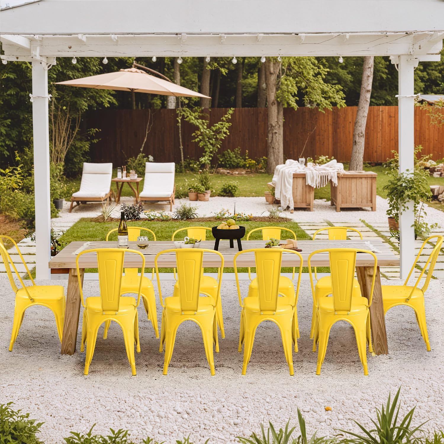 Metal Dining Chairs Set Of 4 I - Outdoor Furniture Yellow recension och pris