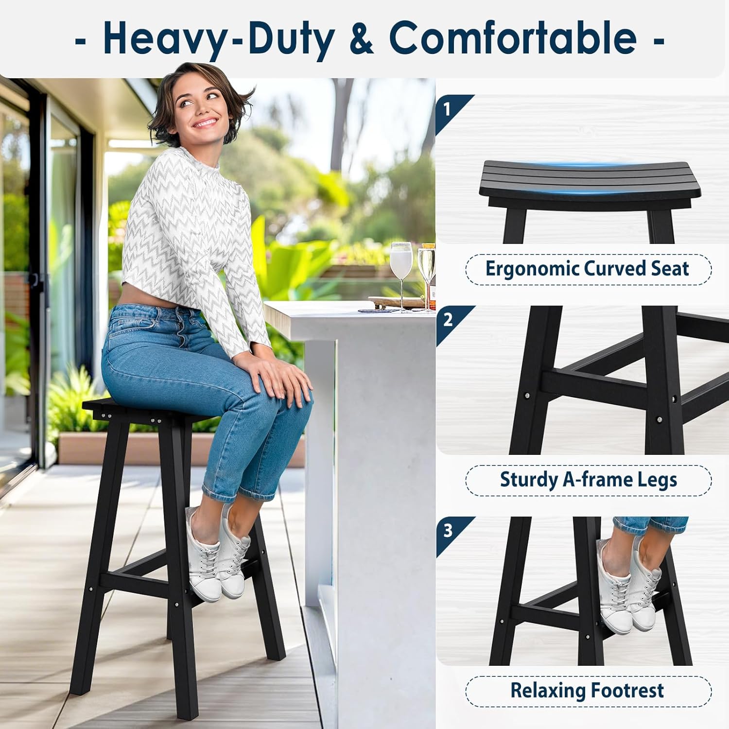 29in HDPE Outdoor Bar Stools S - Outdoor Furniture Kitchener recension och pris