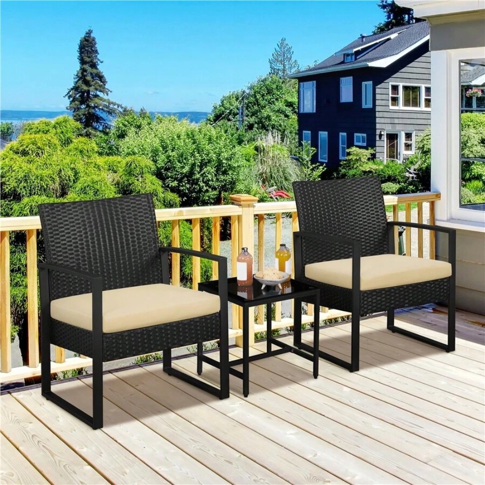 3 Piece Outdoor Wicker Furnitu - Outdoor Furniture Table And Chairs recension och pris