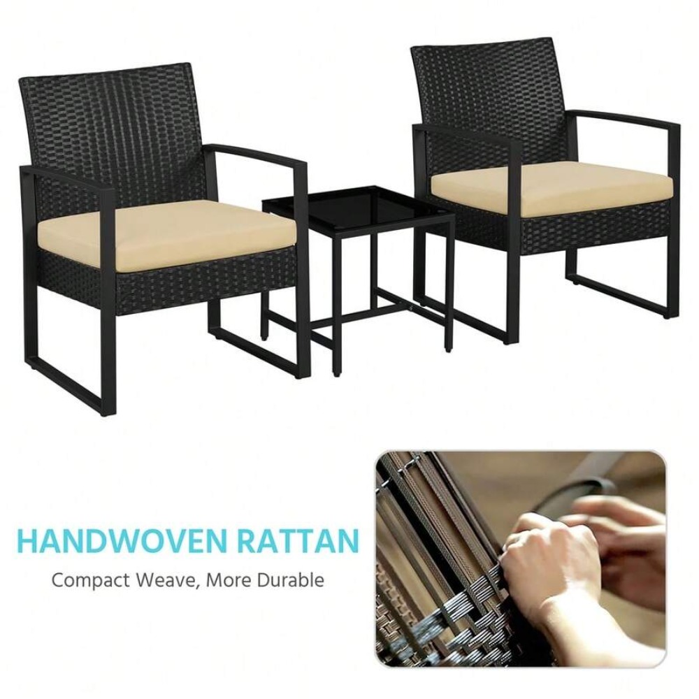 3 Piece Outdoor Wicker Furnitu - Outdoor Furniture Table And Chairs recension och pris