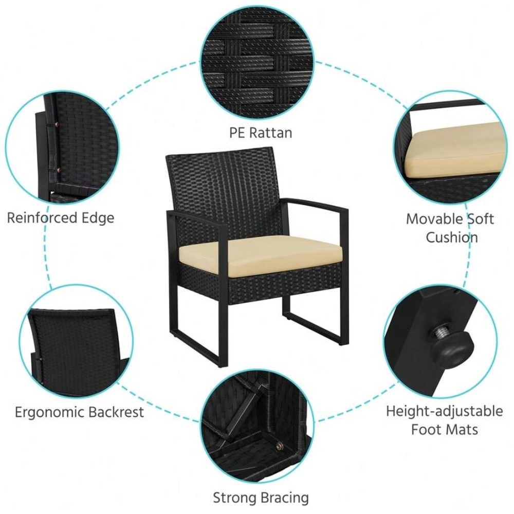 3 Piece Outdoor Wicker Furnitu - Outdoor Furniture Table And Chairs recension och pris