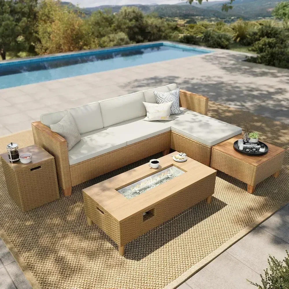 4-Seat Outdoor Wicker Sectiona - Outdoor Furniture Yellow recension och pris