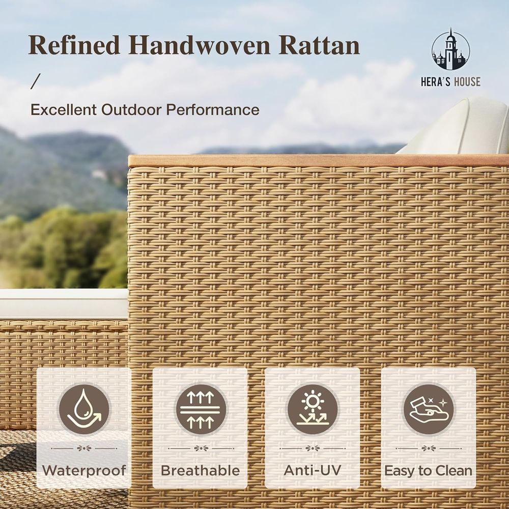 3-Piece Wicker Outdoor Section - Outdoor Furniture Yellow recension och pris