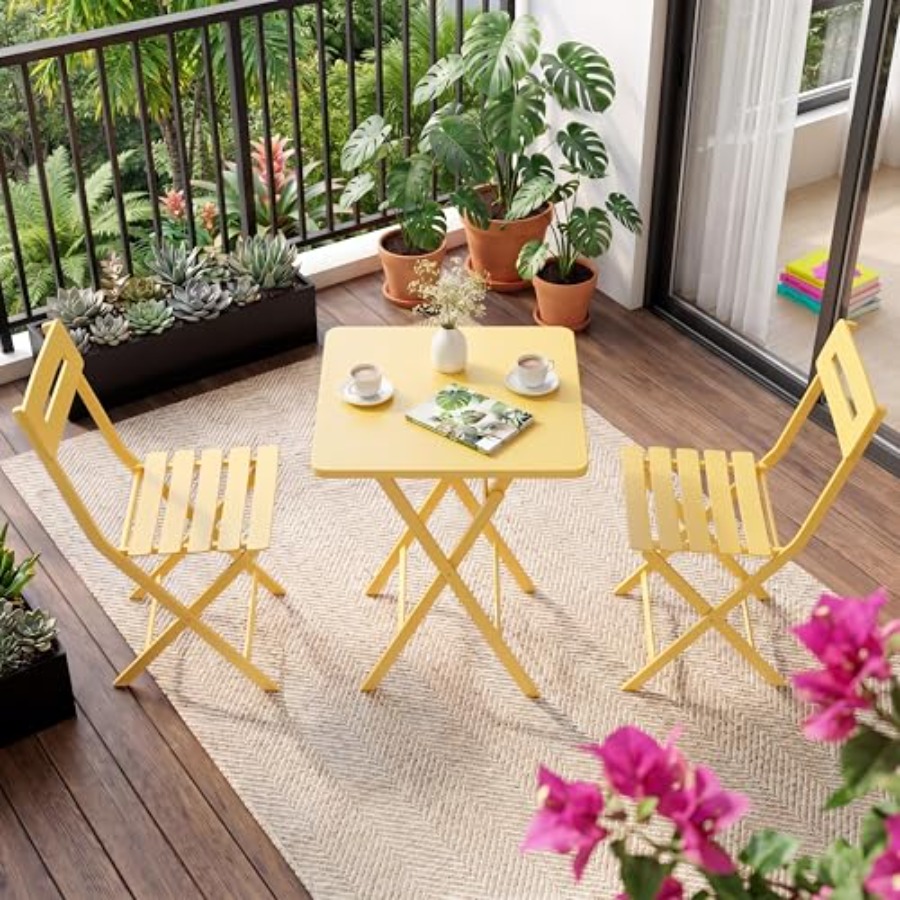 3-Piece Bistro Set for Patio G - Outdoor Furniture Yellow recension och pris