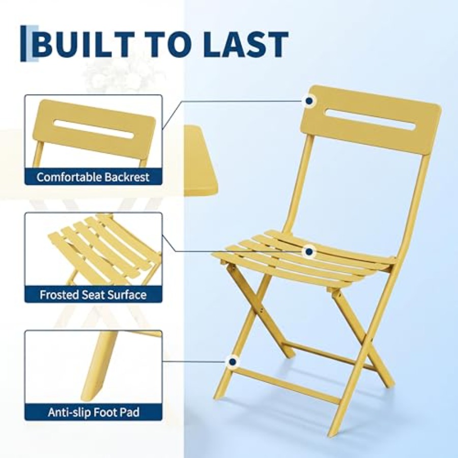 3-Piece Bistro Set for Patio G - Outdoor Furniture Yellow recension och pris