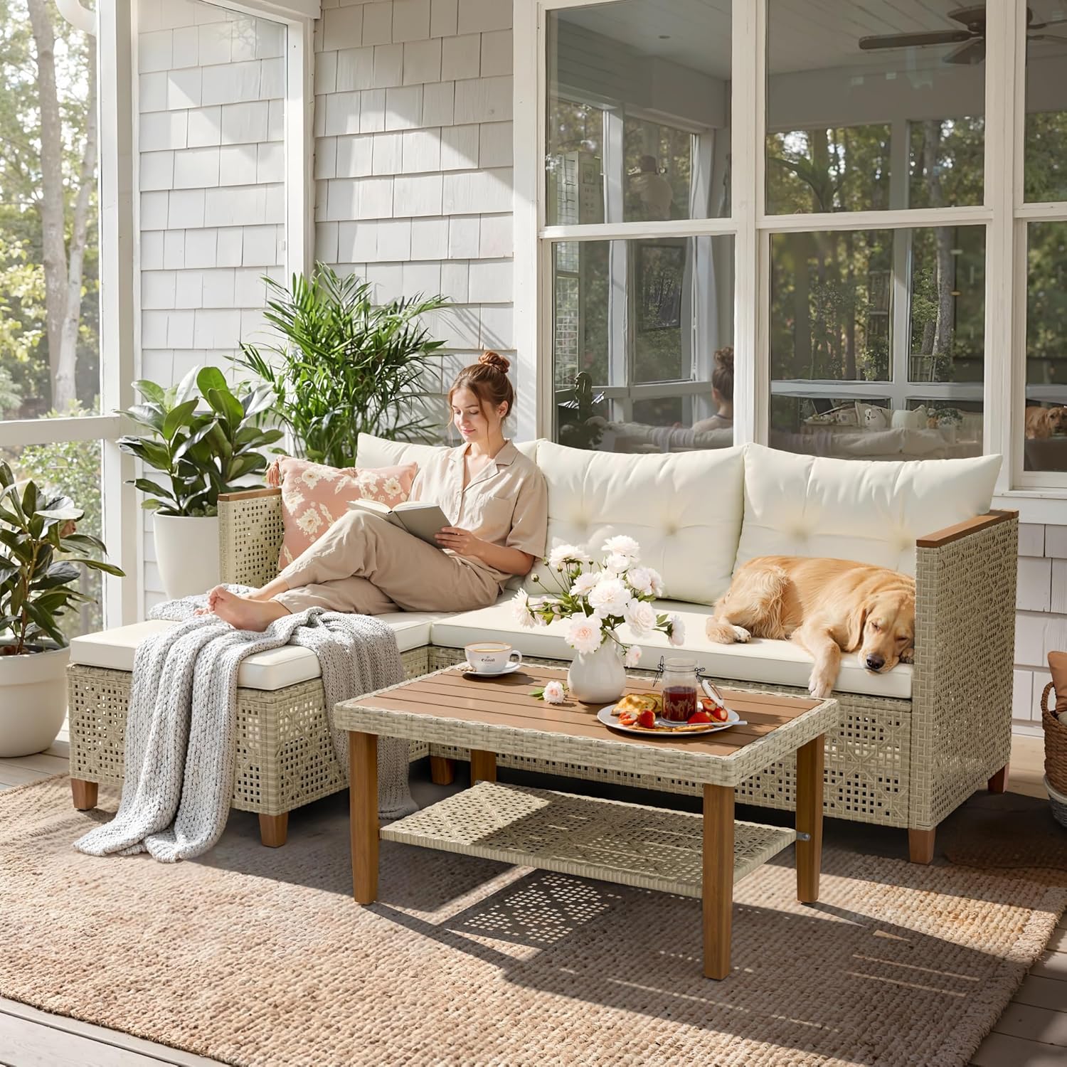 All-Weather Modular PE Wicker  - Outdoor Furniture L Shape recension och pris