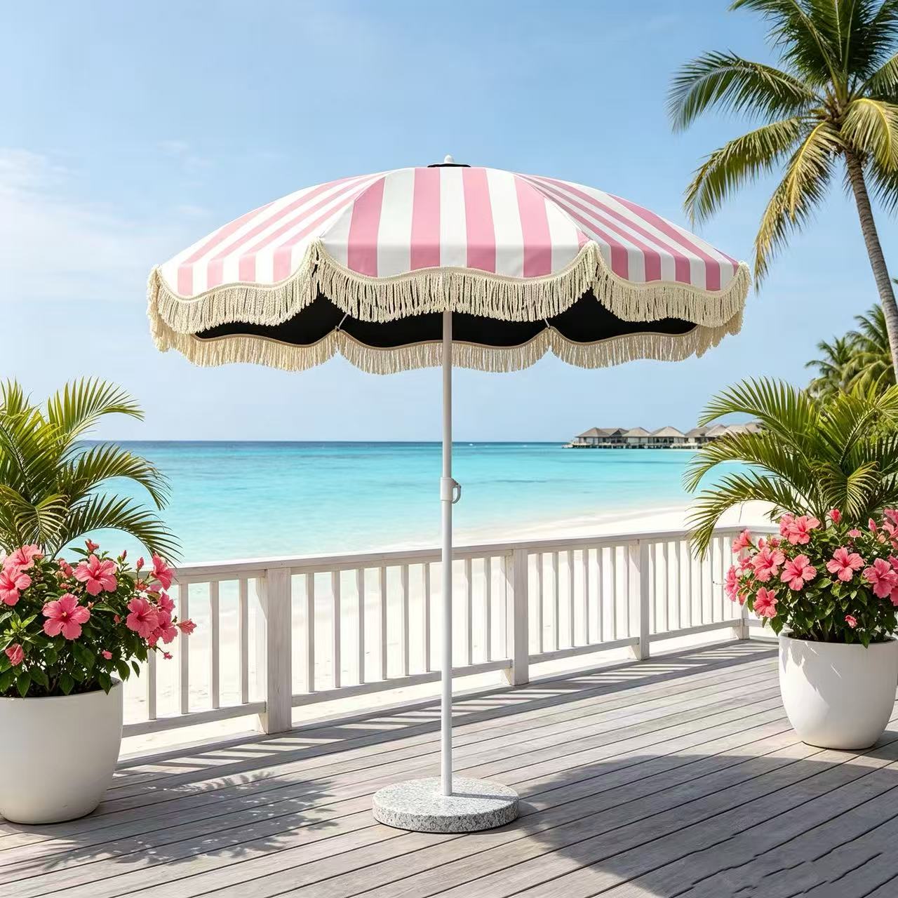 Striped Tassel Patio Umbrella, - Outdoor Furniture Yellow recension och pris